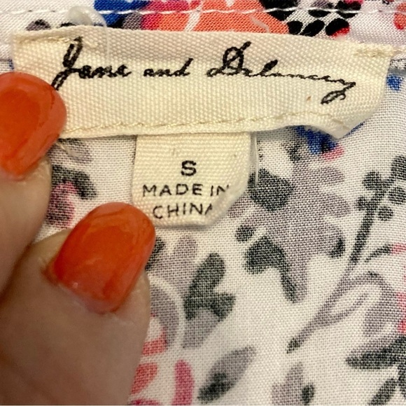 Jane & Delancey Womens White Floral Long Sleeve‎ Peplum Babydoll Boho top, small - Picture 9 of 13